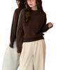 Suéter de punto acanalado redondo transfronterizo simple para mujer, nuevo top de punto suave holgado de otoño e invierno