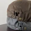 Nuevo Otoño Temprano Estilo Vintage Retro Old Money Gorra de Newsboy de Cuero Desgastado para Mujer Sombrero de Artista Adelgazante Facial de Moda