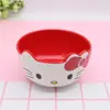 Tigela de sopa infantil e escolar com desenho de gatinho em formato de coração, feita de melamina de qualidade alimentar.