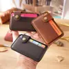 Couro Bovino de Primeira Camada Simples e Prático Porta-Cartões Clip para Notas Carteira Pequena Porta-Cartões de Couro Bovino de Primeira Camada Porta-Cartões Criativo Retrô