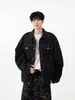 Chaqueta de mezclilla negra de estilo americano para hombre, marca de moda trendy 2026, chaqueta casual de corte holgado para hombre
