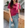 Camiseta de Manga Corta Suelta con Cuello Redondo de 15 Colores Songming Wang Zha para Mujer Camiseta Básica Estilo Nuevo Líneas Trece de Guangzhou Dn218