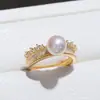 Accesorios DIY Anillo de Plata de Ley S925 con Montura de Perla de Lujo, Accesorio de Montura de Anillo Personalizado para Mujer 8-11