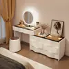 2026 Nuevo Tocador de Madera Maciza Dormitorio Simple Moderno Pequeño Estilo Crema Mesita de Noche Mesa de Maquillaje Tocador Gabinete Integrado