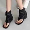 Sandalias de Verano 2026 de Diseño de Nicho Abiertas con Tira de Dedo y Tacón de Gato para Mujer, Sandalias de Moda Personalizadas con Cremallera Lateral