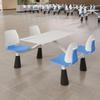Conjunto de Mesa e Cadeiras para Cantina Escolar, Refeitório de Funcionários, Restaurante de Área de Serviço de Fast Food, Mesa de Jantar Integrada para Quatro Pessoas