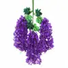 Decoración de Boda para Techo Tira de Flores Color de Flor de Simulación Impresión a Color Siete Colores Flor Artificial Al por Mayor Larga Glicinia de Simulación