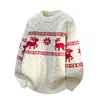 Suéter de punto con cuello redondo para hombre, abrigo, ropa interior térmica con estampado de reno jacquard, temporada de otoño e invierno, Amazon transfronterizo, Navidad