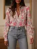 2026 Amazon Europa Transfronterizo Otoño Nuevo Ropa de Mujer Retro Francés Floral Elegante Camisa Diaria para el Trabajo