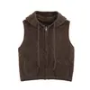 Ropa de Mujer al por Mayor Transfronteriza Otoño 2026 Nuevo Chaleco Cardigan de Punto con Capucha y Bolsillo, Cremallera, Pelo Rizado de Toalla
