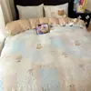 Nuevo juego de sábanas de invierno gruesas para niños, diseño de dibujos animados, terciopelo de leche, juego de cuatro piezas con faldón de cama, fabricante mayorista de dropshipping