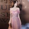 Vestido de Noite para Mulheres 2026 Novo Estilo, Elegante e Digno, Adequado para Anfitriã, Madrinha Rosa, Tamanho Petite, Atacado