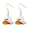 Conjunto de Brincos Pendentes e Pingentes Acrílicos com Tema de Comida de Halloween Fofo Feriado Fantasma Esqueleto Morte e mais