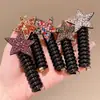 Laço de Cabelo Infantil com Strass Estrela Celebridade da Internet Fio de Telefone Elástico de Cabelo Corda de Cabelo Não Danifica Acessório de Cabelo Estrela de Cinco Pontas para Meninas Acessório de Cabeça para Meninas