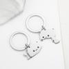 Llavero de gato de dibujos animados de acero inoxidable con costuras, para novias, pareja, colgante para mochila, colgante lindo, regalo, joyería, regalo de mano