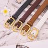 Cinturón de piel de vaca de doble cara para mujer, cinturón decorativo sencillo para jeans, cinturón con hebilla japonesa distintiva para mujer