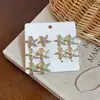 Brincos Quadrados de Prata com Gotejamento de Óleo Estilo Coreano para Mulheres, Brincos de Moda Primavera e Verão, Design de Nicho, Brincos Elegantes e Versáteis Atacado
