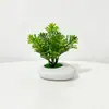 Micro-paisaje Simulación Planta Verde Planta en Maceta Estilo Nuevo Maceta Plana de Piedra Flor Artificial Adorno Decoración Sala de Estar del Hogar Bonsái Artificial