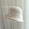 Gorro de Lana Tejida con Lentejuelas y Encaje para Mujer Invierno Retro Versátil Cálido Gorro Cubeta Elegante Elegante Gorro de Pescador Moderno