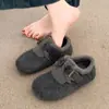 Sapatos casuais quentes de pelúcia para calçar em um passo, femininos, 2026, novo estilo, inverno, salto oculto, sapatos de algodão retrô, sapatos Birkenstock, sapatos femininos