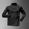 Roupas de Treino de Secagem Rápida para Outono para Homens, Camisetas Esportivas de Manga Longa para Atletismo e Corrida, Roupas para Ciclismo ao Ar Livre, Tops com Meio Zíper