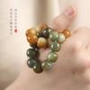 Pulsera de cuentas de Buda con placa de descompresión de color Dunhuang suave con giro manual de raíz de Bodhi de jade blanco degradado para hombres y mujeres