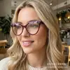 Nuevas gafas de ojo de gato con bloqueo de color transfronterizo, antiluz azul, monturas de gafas de moda retro, gafas lisas de moda, gafas lisas