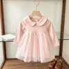 Vestido de Manga Larga para Niña 2026 Otoño Ropa Infantil Vestido para Bebé Estilo Coreano Dulce Vestido con Cuello de Muñeca Modelo Nuevo