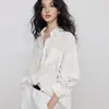 Camisa de lino de manga larga para mujer, nuevo estilo de otoño, chic old money, casual, relajada, vintage y adecuada para el trabajo