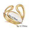 Anel de aço inoxidável branco com madrepérola de luxo leve transfronteiriço, anel aberto empilhável floral irregular vintage 18K feminino