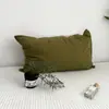 Funda de Almohada Pieza Única Estilo Ins Simple Doble Costura Todo Algodón Algodón Lavado Funda de Almohada de Algodón Puro Color Sólido 48x74cm Funda de Almohada