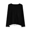 Toma real: Camiseta interior fina de punto de lana para mujer con diseño de dos piezas falsas y bajo de malla, cuello redondo, para otoño