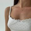 Pijama de Jacquard 100% Algodão Respirável Alça Curta Vestido Branco Sexy Feminino com Babados Primavera/Verão 2025