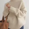 Suéter de Cuello Alto Transfronterizo Europeo y Americano para Mujer 2026 Otoño Invierno Holgado Versátil de Punto Pulóver Estilo Perezoso Capa Base Ropa Exterior para Mujer
