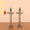 Adorno Creativo Retro Chino de Columna Pequeña, Columna de Dragón Chino, Pie de Latón Puro para Escritorio de Oficina Portátil, Decoración del Hogar