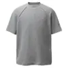 Camiseta de Manga Curta com Textura de Waffle, Mangas Raglan, Gola Meio Alta, Corte Simples, 350g High Street Fashion Camiseta Masculina