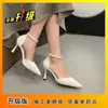 Estilo Coreano Pelusa de Hada Punta Fina Correa Única Tacón de Aguja Zapatos de Tacón Alto Ropa de Exterior para Mujer 2026 Verano Nuevas Sandalias de Moda