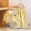 Ropa Infantil para Niñas Pequeñas, Uso Diario, Conjunto de Tres Piezas con Sudadera con Capucha Personalizada y Cárdigan Casual, Atuendo Dulce para Niños
