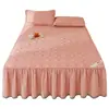 Saia de cama acolchoada 100% algodão Classe A, peça única, esconde a bainha inferior, modelo novo 2025, algodão puro, capa de cama acolchoada espessa, capa de cama à prova de poeira