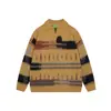 Suéter de Punto con Cuello Contrastante Estilo Retro Chic Americano para Hombres y Mujeres en Otoño Holgado Estilo Bf Perezoso Suéter Casual de Punto Moderno