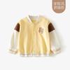Casaco de outono infantil estilo universitário Casaco de beisebol para meninas Casaco cardigan para meninos Jaqueta infantil da moda Roupas de bebê Primavera e Outono
