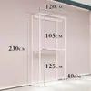 Estante de Exhibición Blanco de Pie para Tienda de Ropa Estante de Exhibición para Ropa de Mujer con Colgador Lateral Gabinete Alto de Doble Capa Perchero