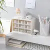 Caja de Almacenamiento de Nueve Compartimentos para Escritorio, Organizador Compartimentado Transparente Tipo Cajón para Escritorios de Dormitorios Estudiantiles, Se Puede Montar en la Pared para Artículos Varios