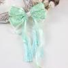 Horquilla antigua de estilo chino Lazo de tela Borla Cinta Super Hada Tocado Pinza de cinta larga Accesorios Hanfu