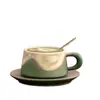 Taza y Platillo para Café Latte Transfronterizo, Taza de Cerámica con Color Bajo Esmalte, Taza de Agua Hecha a Mano, Regalo para Eventos Corporativos y Aperturas de Negocios