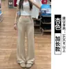 Calça de bolinhas azul marinho para mulheres, fina de verão, cintura alta, modeladora, para yoga, fitness, boca de sino, estilo esportivo, solta e casual