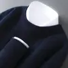 Amazon Suéter de Lana 100% Pura Engrosado de Doble Capa para Hombre, Cuello Semi-Alto, Suave, Pegajoso, Holgado, Suéter de Punto como Capa Base