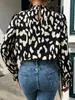 Suministro exclusivo transfronterizo: Camisa plisada con cuello alto y mangas abullonadas, estampado estilo europeo y americano, ropa para mujer, disponible para dropshipping