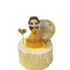 Decoración de Pastel de Cumpleaños Princesa Yellow Belle Campana Celebración por Internet Hermosa Decoración de Pastel de Pequeña Princesa para Niños