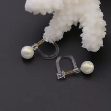 爆款树脂弹簧耳夹环保透明带珍珠新品手工diy无耳洞小饰品配件